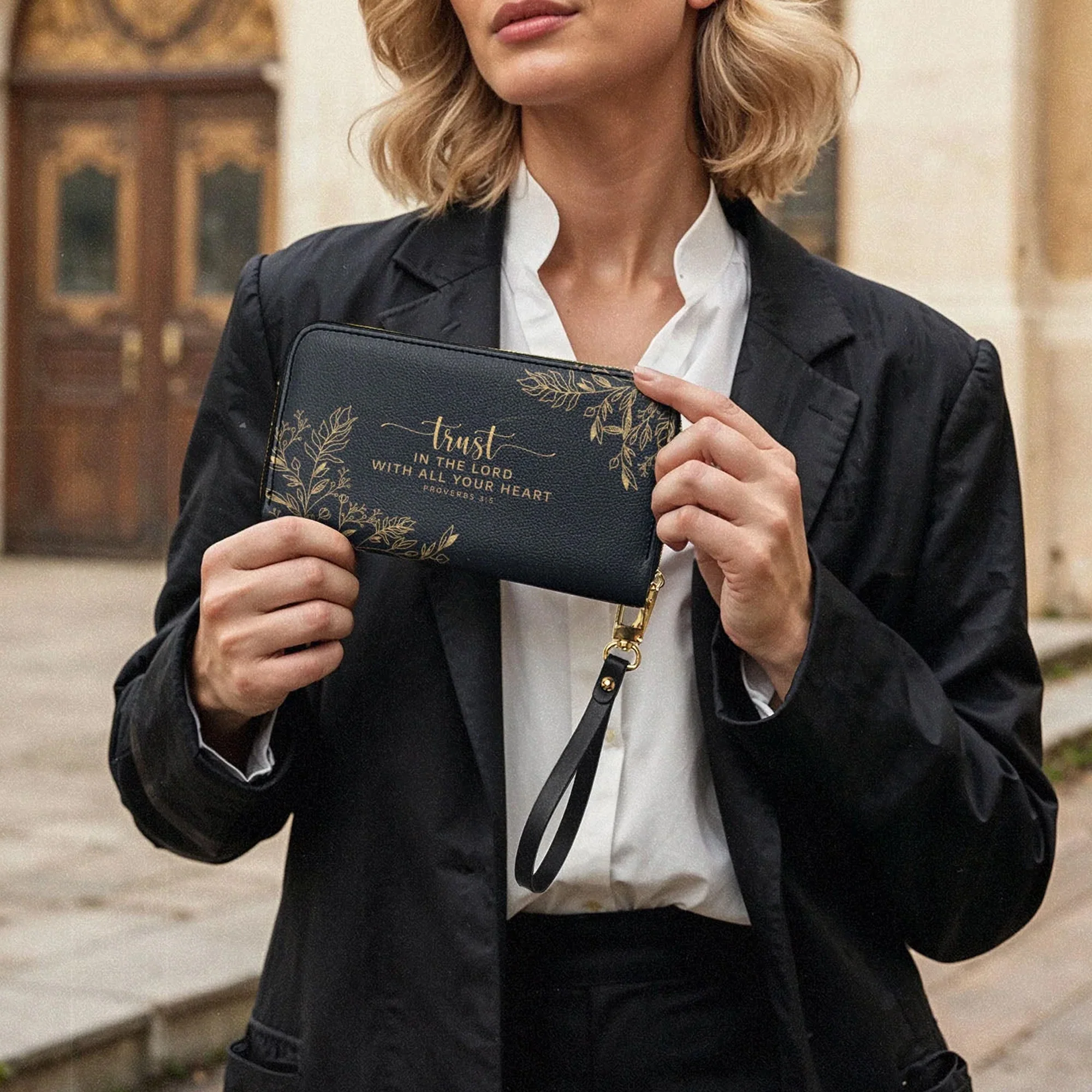 Trust in the Lord Proverbs 3:5 Black Leather Purse - Christian Leather Wallet - Image 5