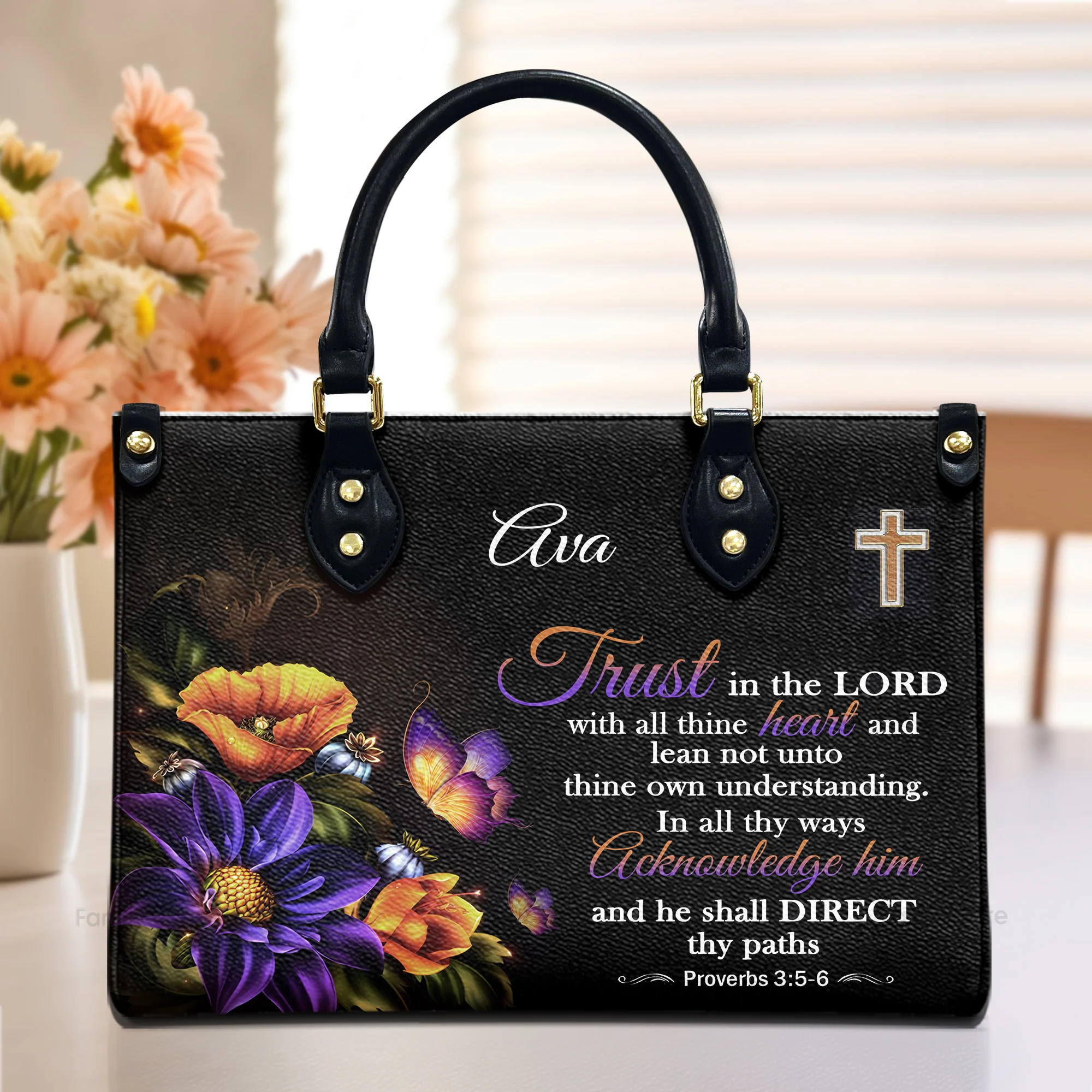 Trust In The Lord With All Your Heart - Awesome Personalized Leather Handbag - AT4081321
