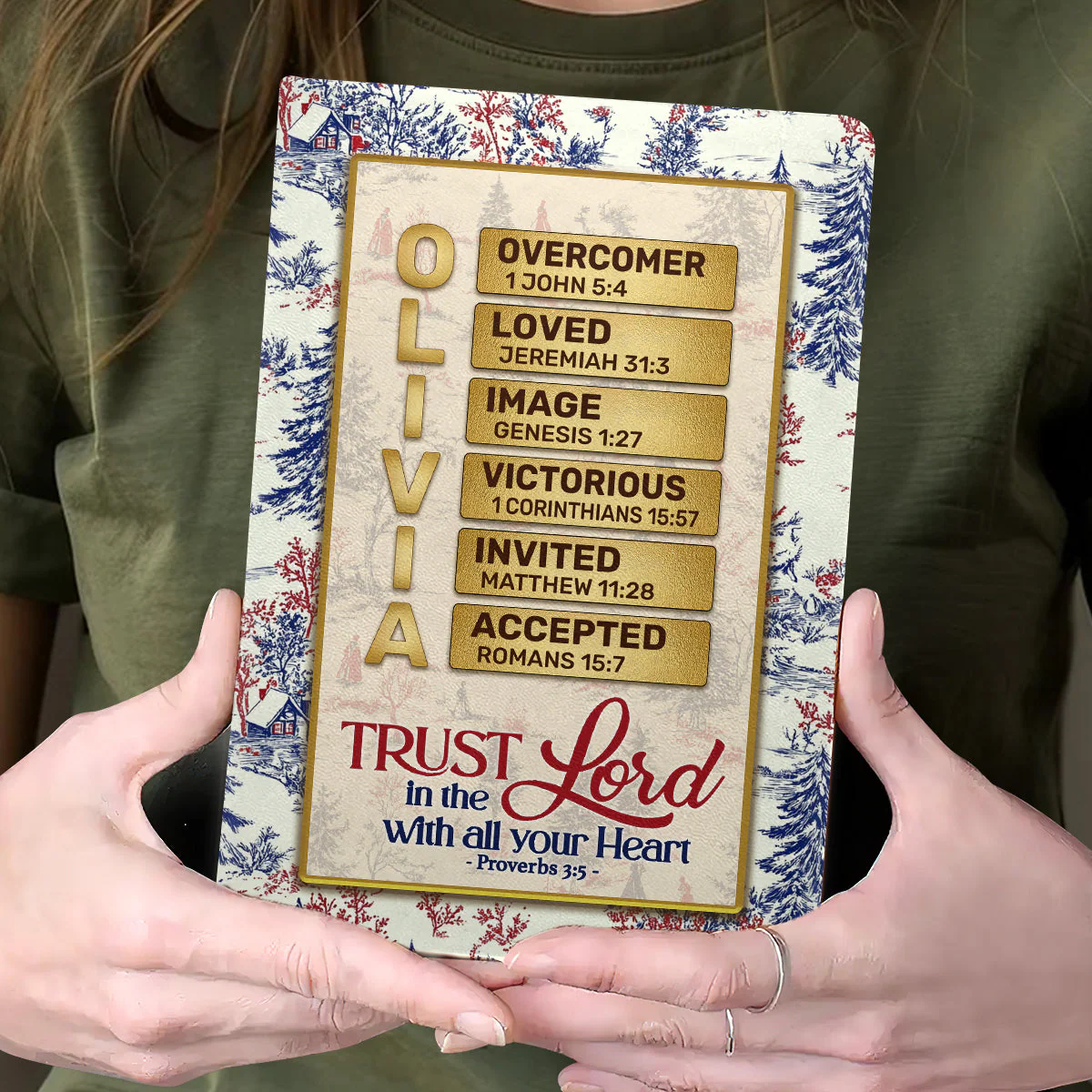 Trust In The Lord With All Your Heart - Personalized Leather Cover Notebook - Gift For Christmas TD118