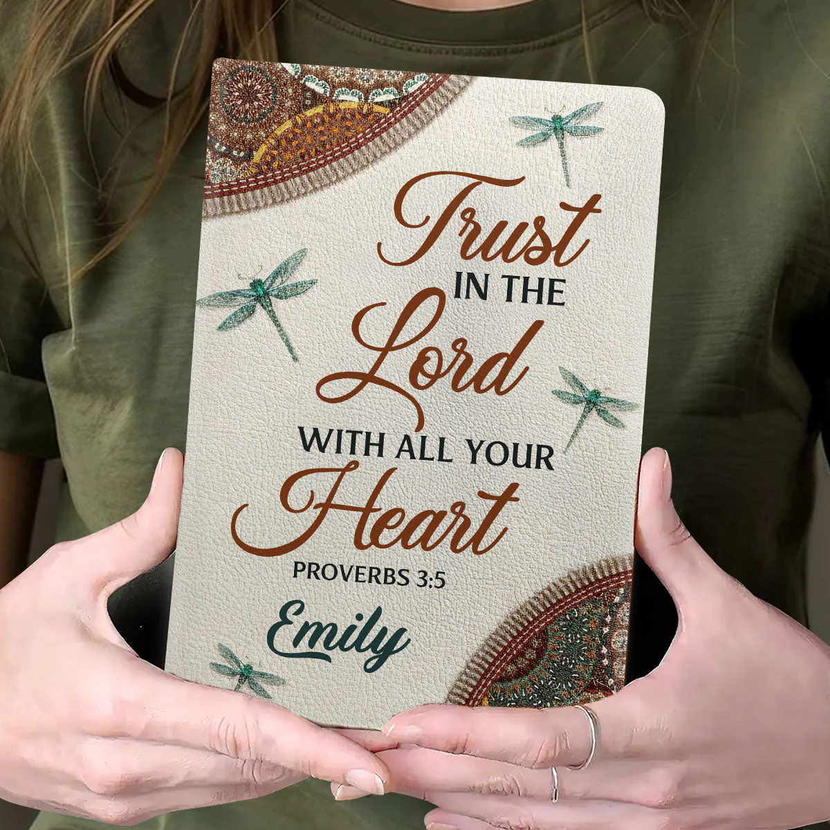 Trust In the Lord With All Your Heart - Personalized Leather Cover Notebook HL128