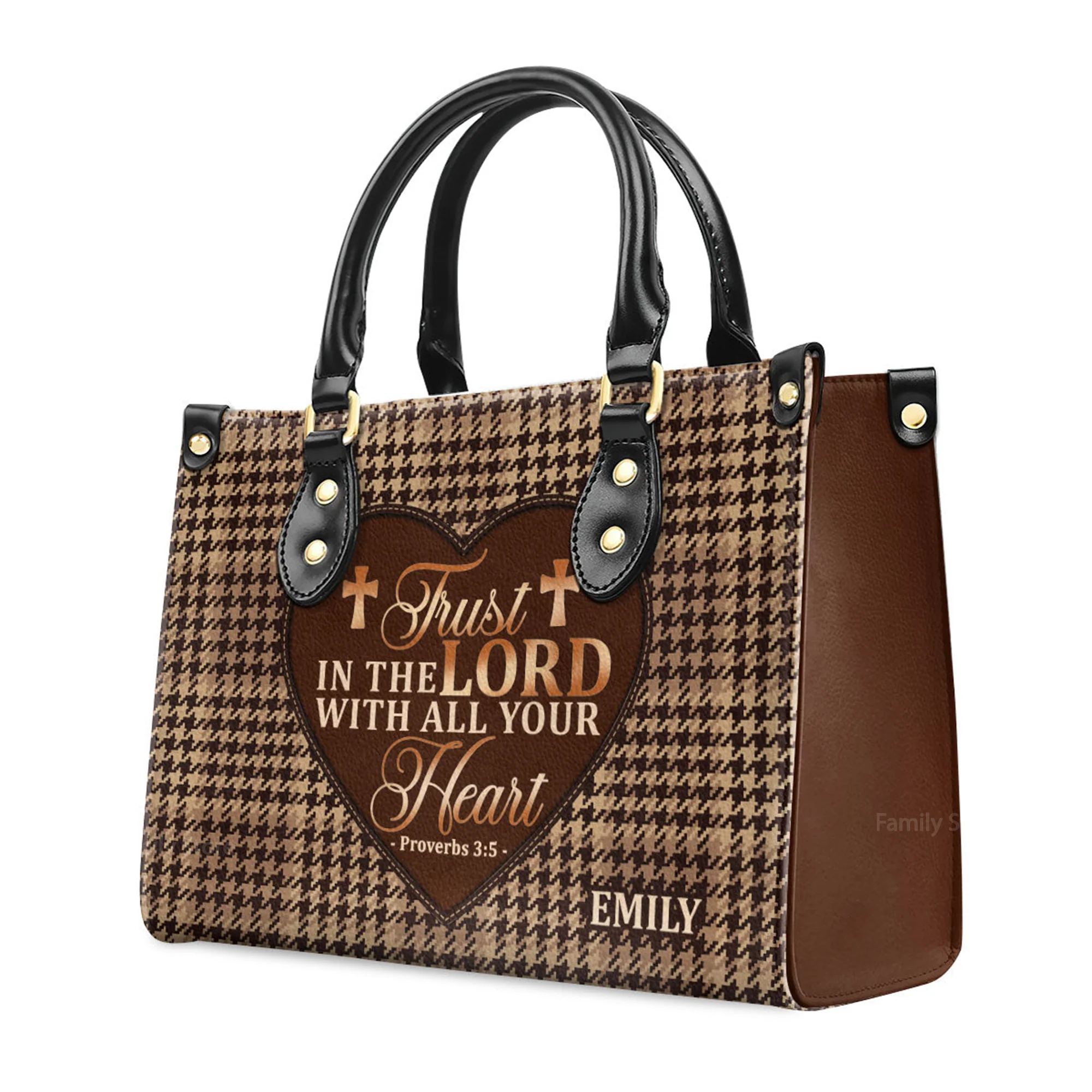 Trust In The Lord With All Your Heart - Personalized Leather Handbag With Handle - AT4081238 - Image 3