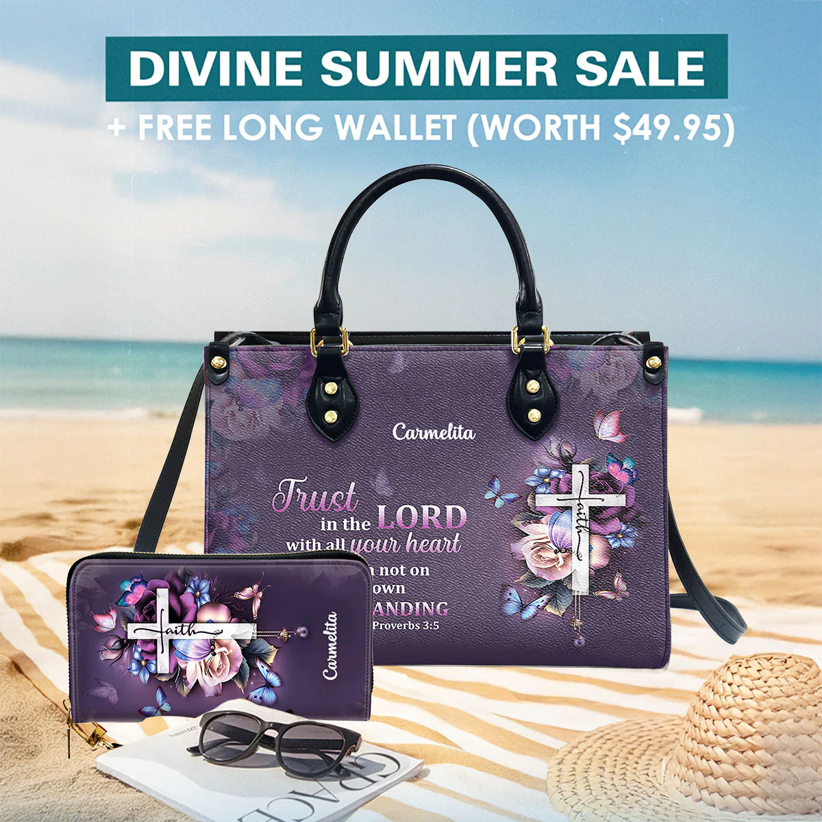 Trust In The Lord With All Your Heart - Thoughtful Gift For Christians - Personalized Leather Bag Free Wallet Deal AT4080724