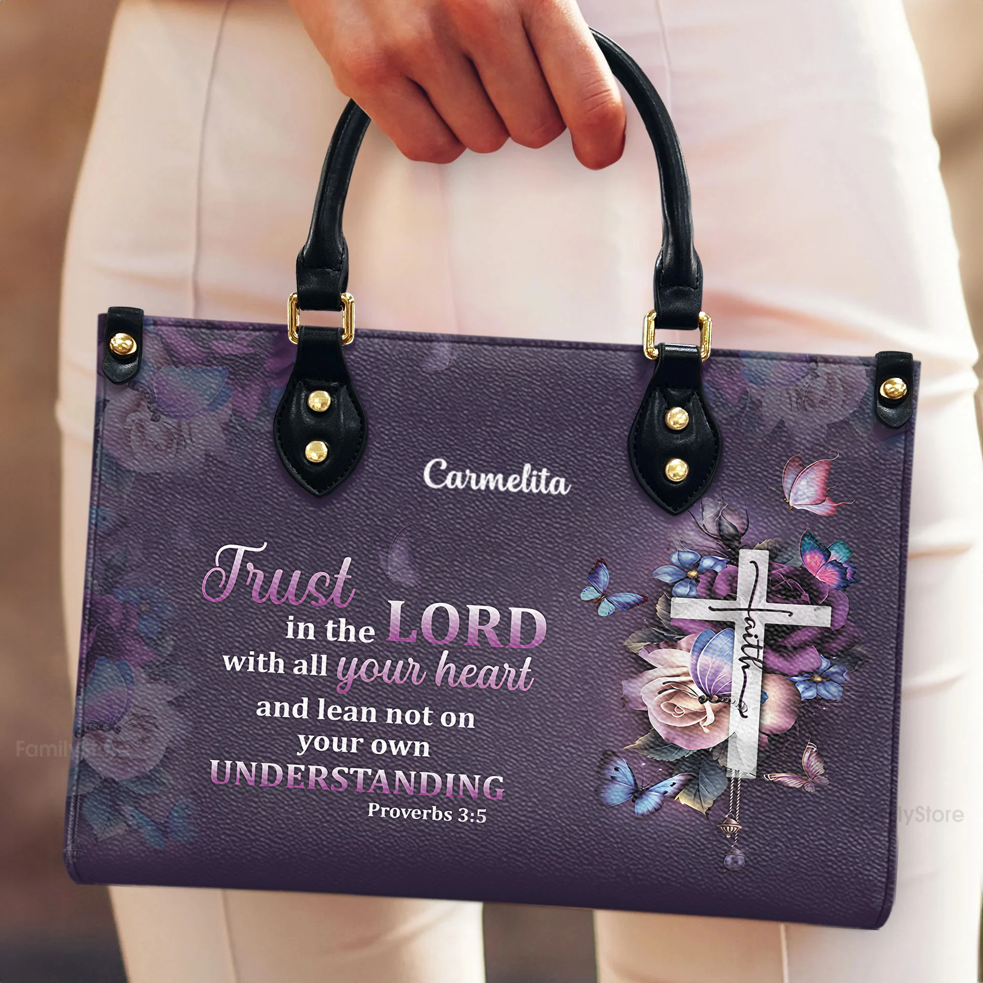 Trust In The Lord With All Your Heart - Thoughtful Gift For Christians - Personalized Leather Bag Free Wallet Deal AT4080724 - Image 3