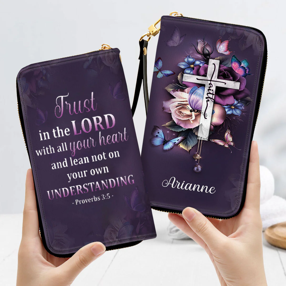 Trust In The Lord With All Your Heart - Thoughtful Gift For Christians - Personalized Leather Bag Free Wallet Deal AT4080724 - Image 4
