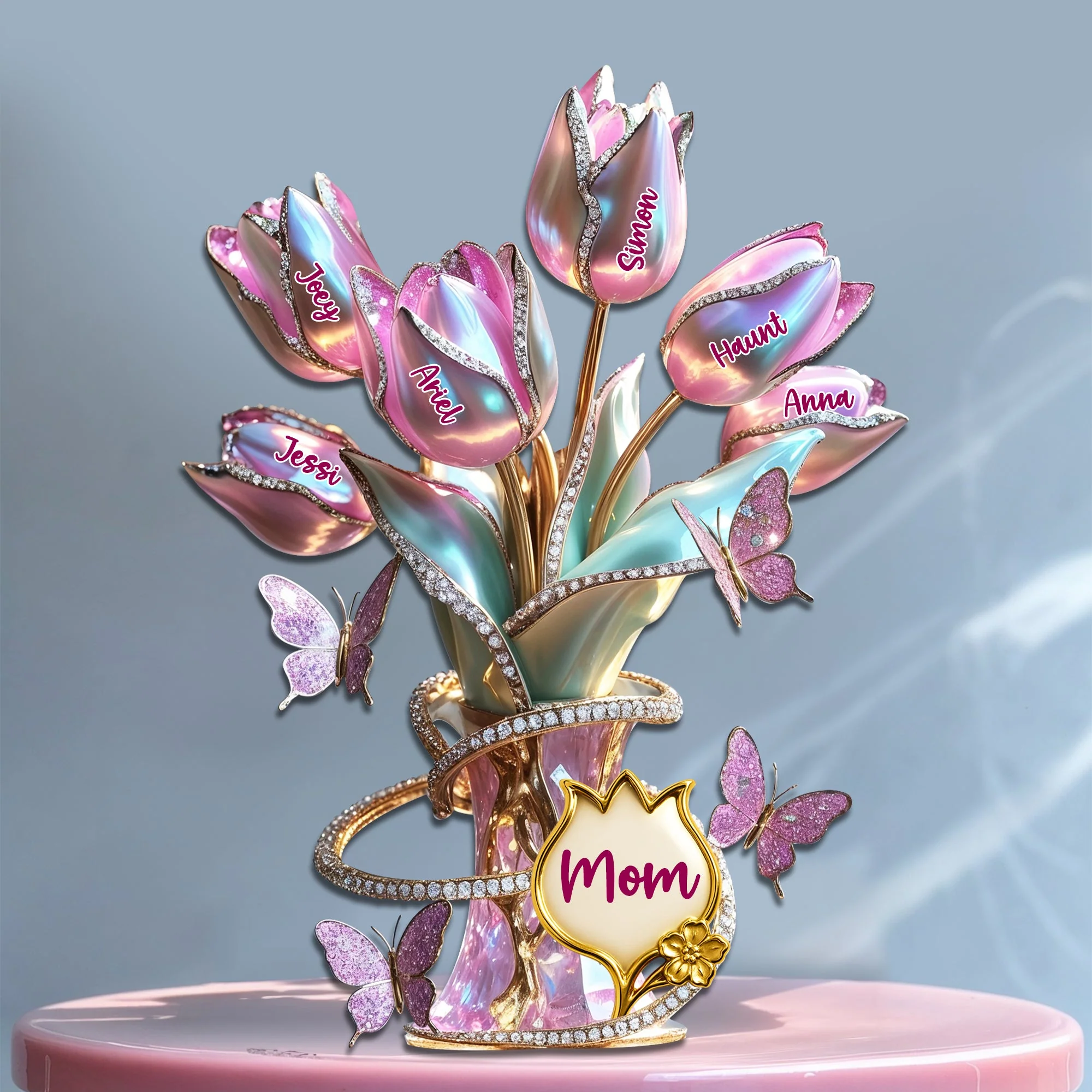 Tulips Of Love To Mom - Personalized Shaped Acrylic Plaque - Gift For Mom, Grandma HN02 - Image 2
