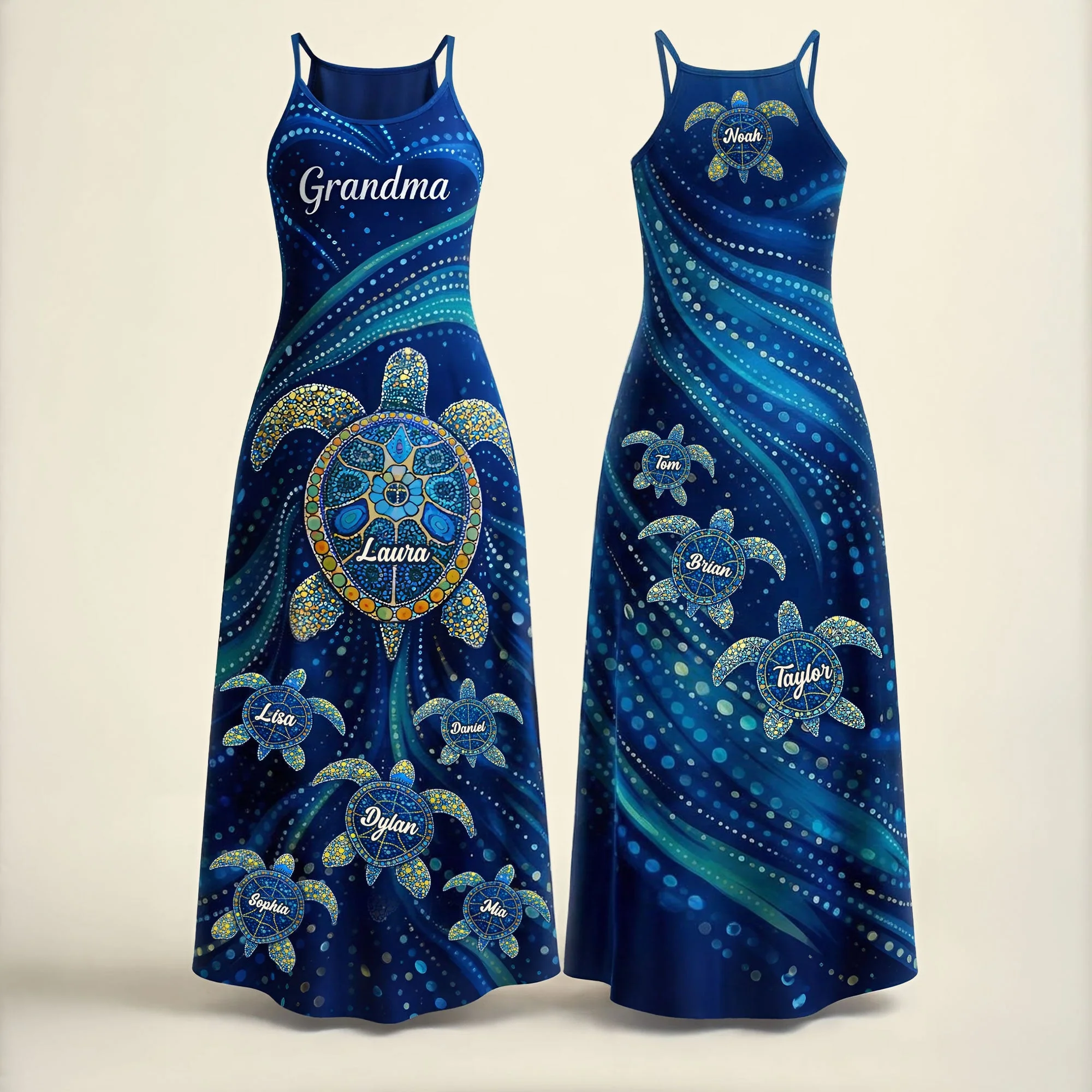 Turtle Grandma Suspender - Personalized Maxi Dress - Gift For Mom, Grandma - Image 3