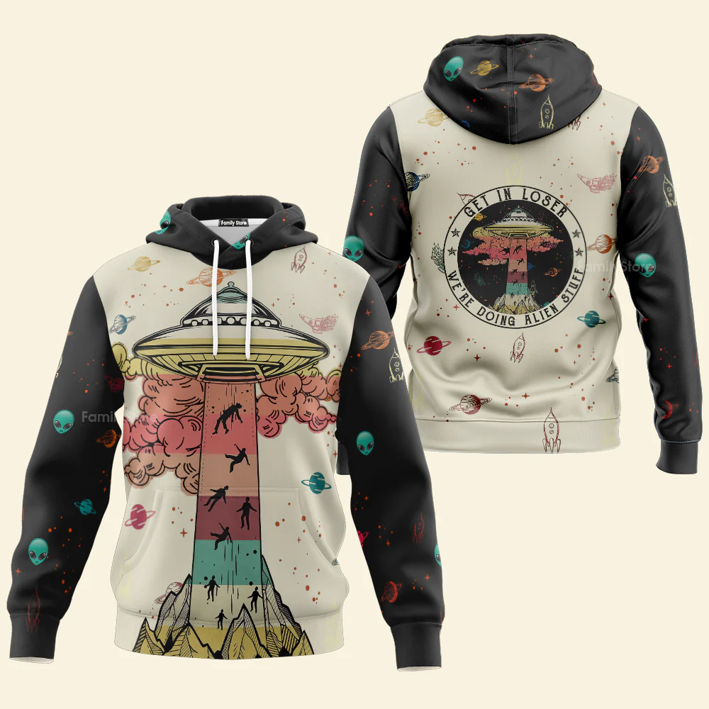 UFO Vintage Hoodie For Men And Women - Image 2