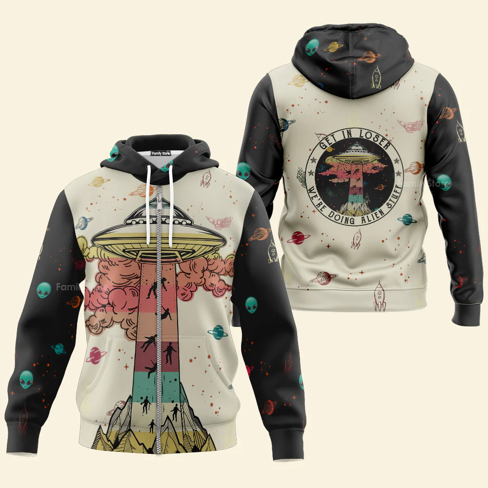 UFO Vintage Hoodie For Men And Women - Image 3