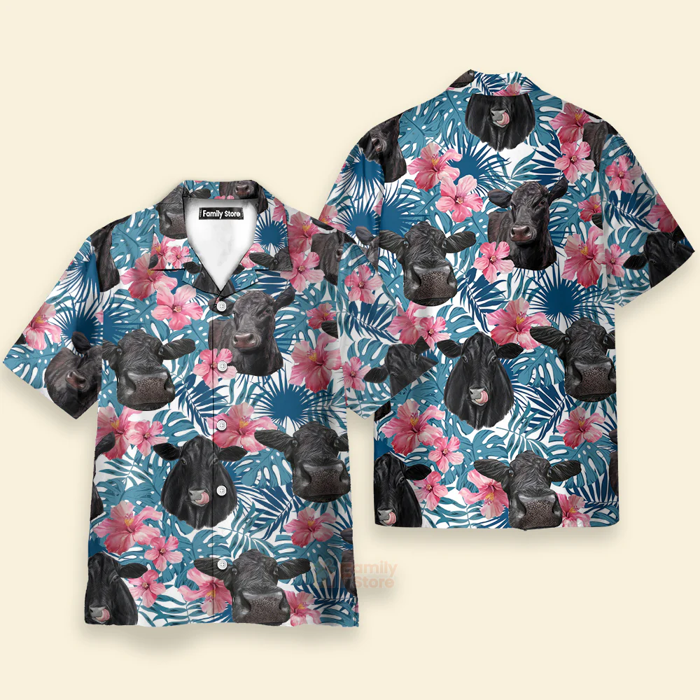 Unique Black Angus Happiness Hawaiian Shirt - Image 3