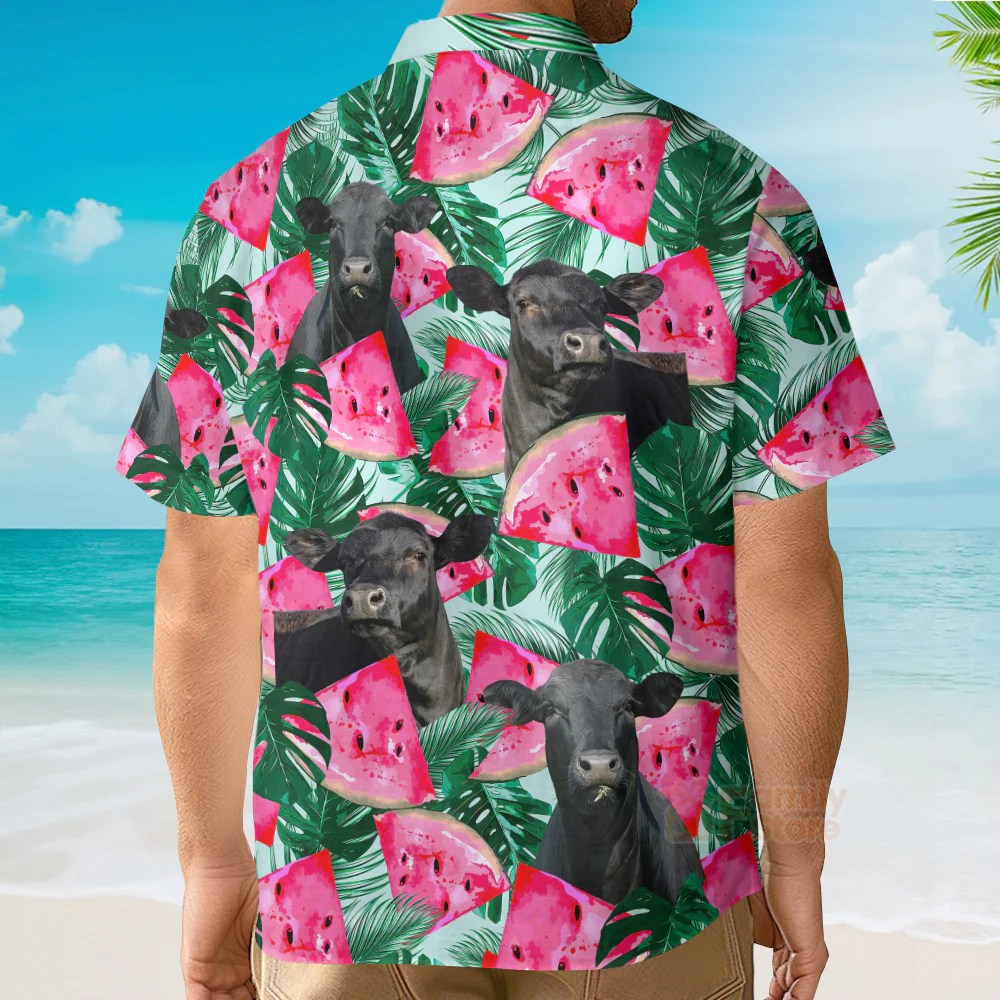 Unique Black Angus Happiness Hawaiian Shirt - Image 5