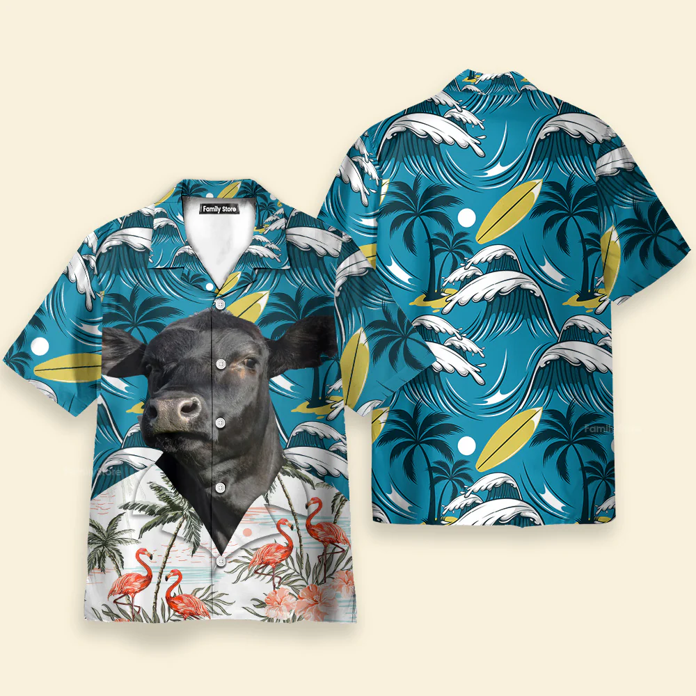 Unique Black Angus Hawaiian Shirts - Image 2