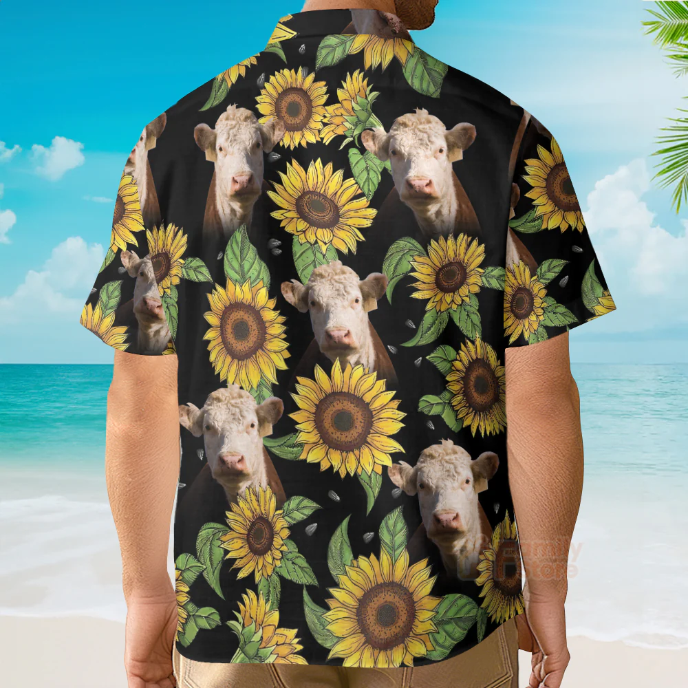 Unique Hereford Sunflower Hawaiian Shirt 2023 - Image 4