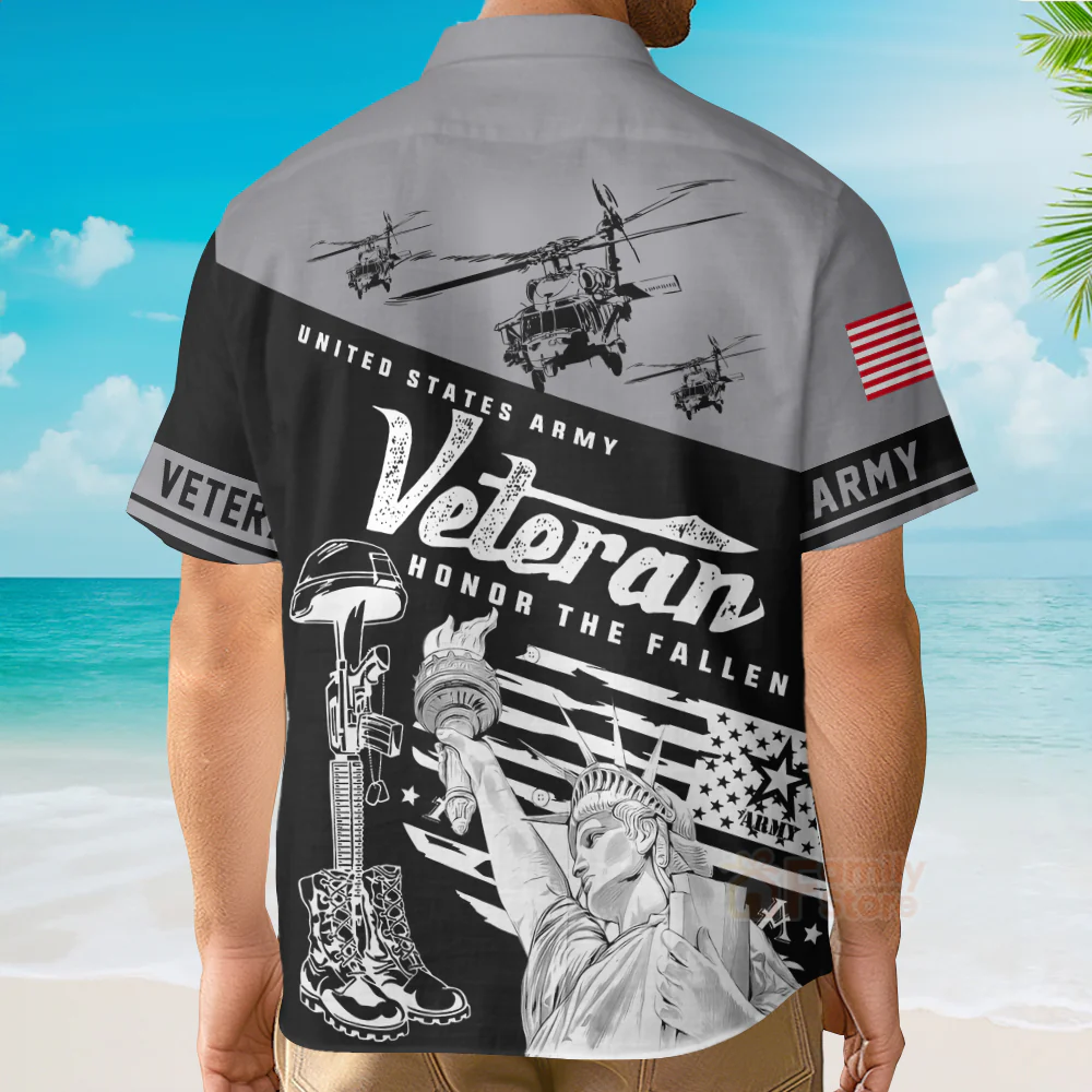 United States Army Veteran V6 Hawaiian Shirt - Image 4
