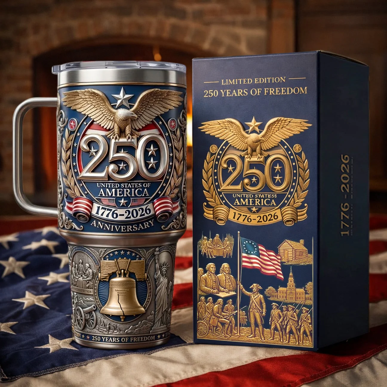 United States Eagle Liberty Bell 250th Anniversary - Personalized Tumbler - Gift For Patriots - Image 2