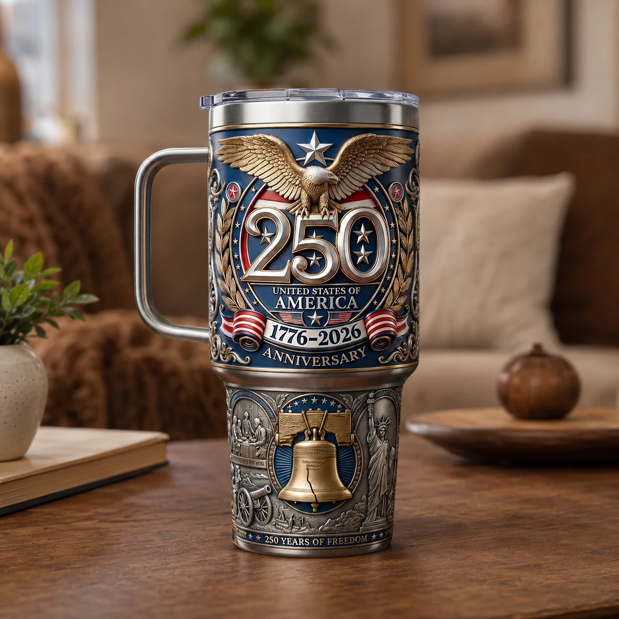 United States Eagle Liberty Bell 250th Anniversary - Personalized Tumbler - Gift For Patriots - Image 4