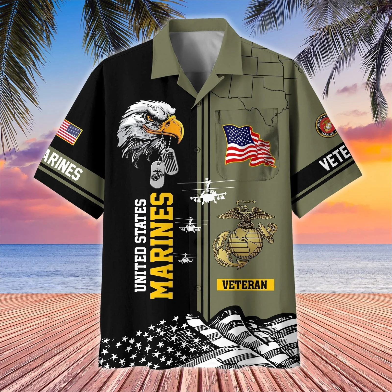 United States Marines - Hawaiian Shirt -  Patriotic Gift For Veterans | HN02 - Image 3