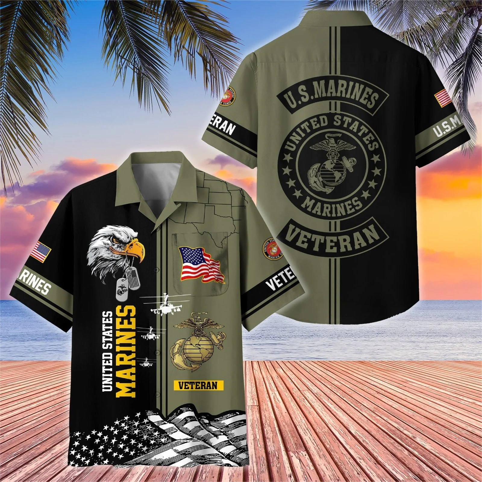 United States Marines - Hawaiian Shirt -  Patriotic Gift For Veterans | HN02 - Image 5