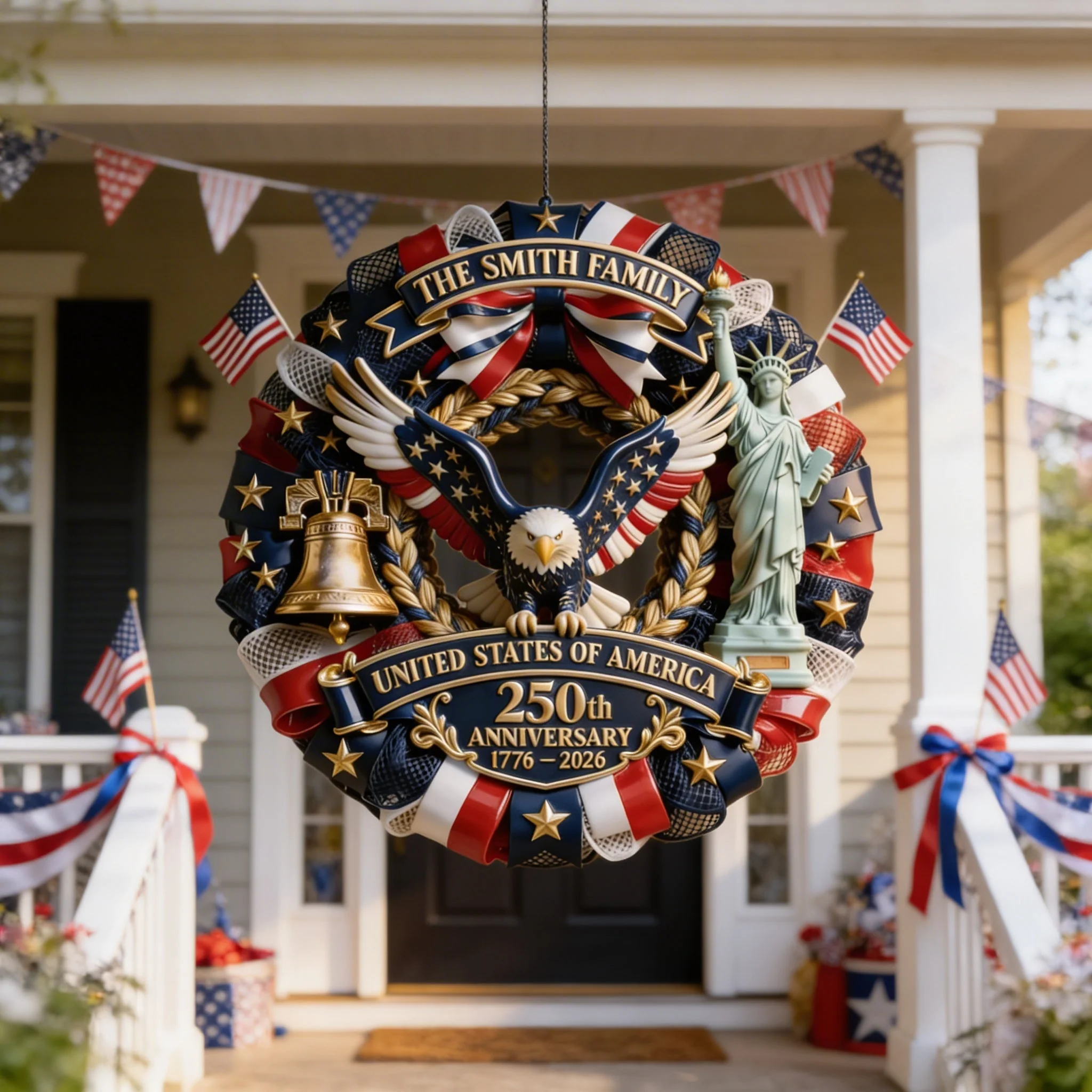 United States Of America 250th Anniversary - Personalized Wood Sign - Patriotic Gift For Family | HN02 - Image 3
