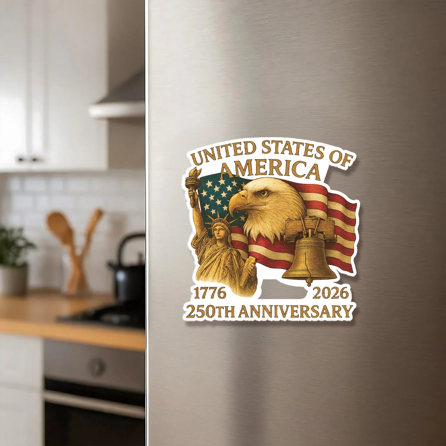 United States Of America 250th Anniversary - Shape Acrylic Fridge Magnet - Patriotic Gift For Family HN02