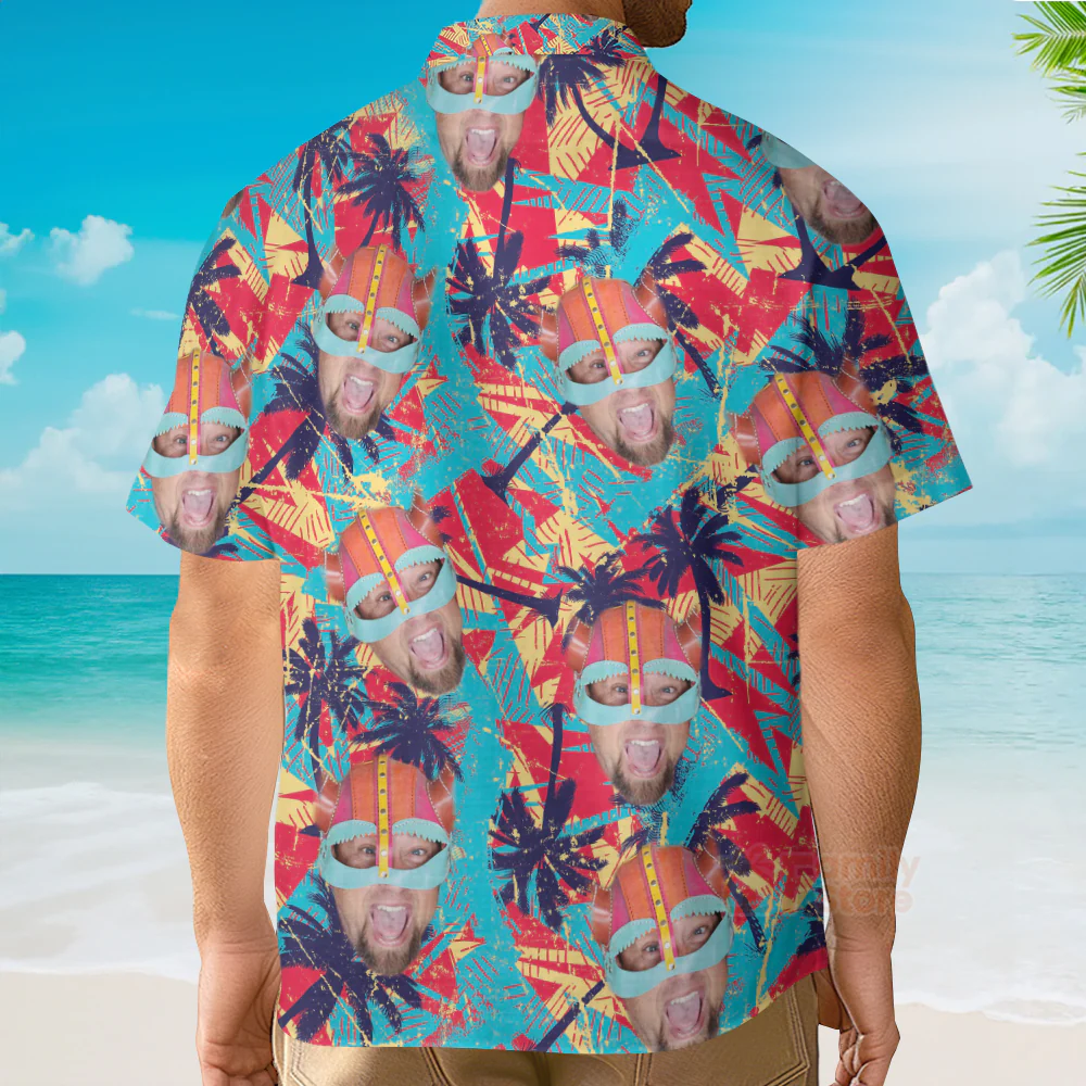 Urban Geometric Palms Tree Your Logo Custom Hawaiian Shirt PN302091Lb - Image 4