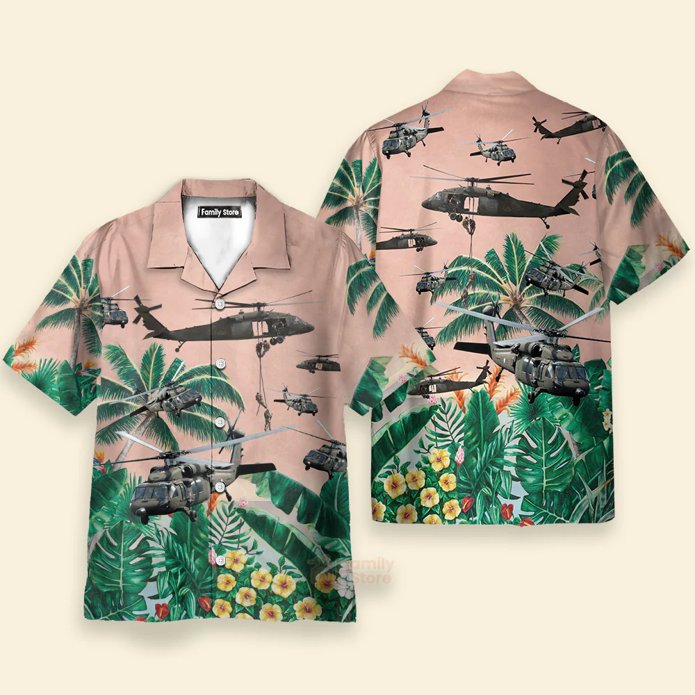 US Army Sikorsky UH-60 Black Hawk Hawaiian Shirt - Image 3