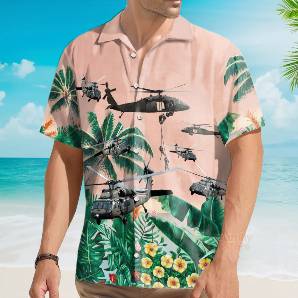 US Army Sikorsky UH-60 Black Hawk Hawaiian Shirt - Image 4
