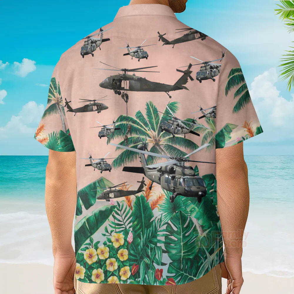 US Army Sikorsky UH-60 Black Hawk Hawaiian Shirt - Image 5