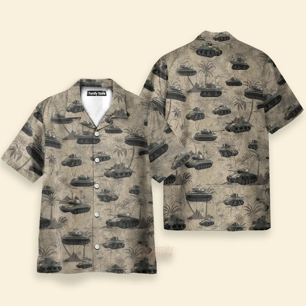 US Army Tanks WWII Hawaiian Shirt - Image 3
