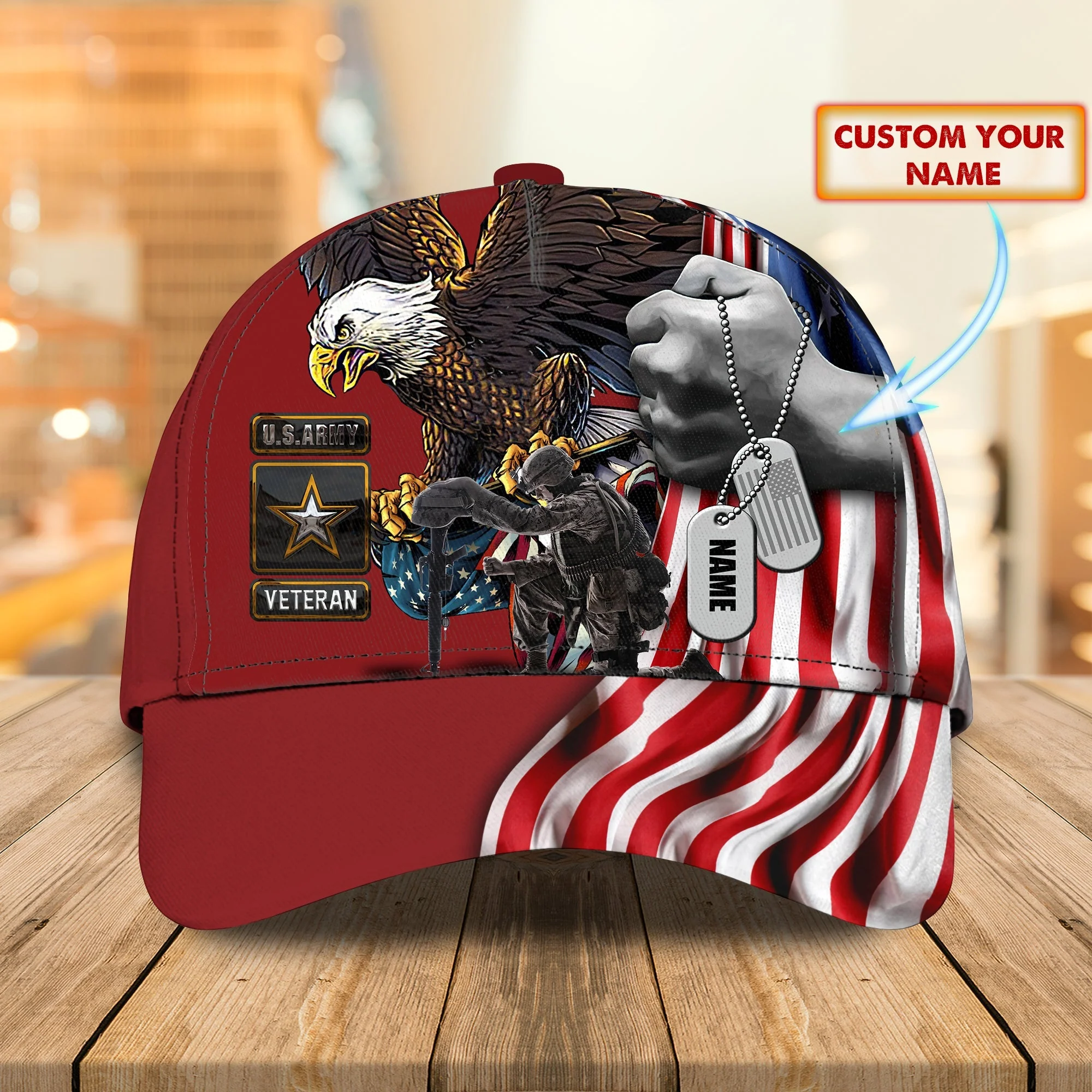US Army Veteran Eagle & Flag Military - Personalized Classic Cap - Patriotic Gift For Veterans | HN02