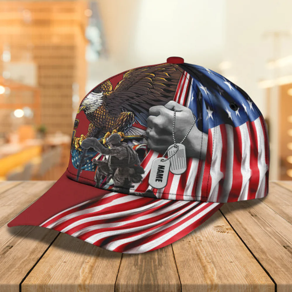 US Army Veteran Eagle & Flag Military - Personalized Classic Cap - Patriotic Gift For Veterans | HN02 - Image 2