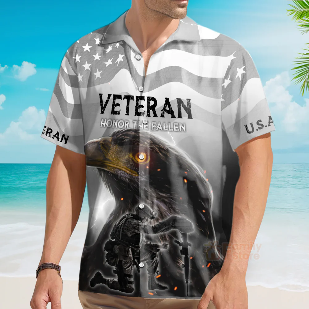 U.S Army Veteran, Honor The Fallen Hawaiian Shirt - Image 4