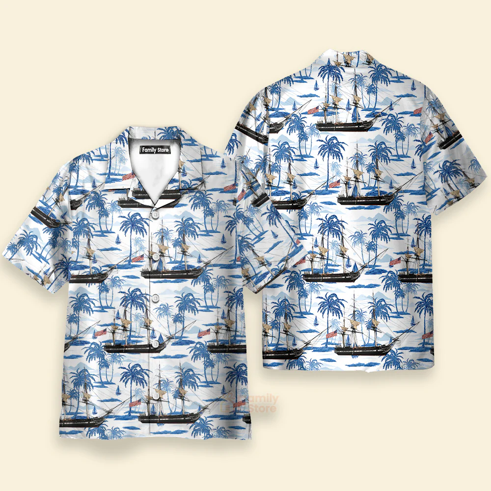 Us Navy Uss Constitution 4Th Of July Hawaiian Shirt - Image 3
