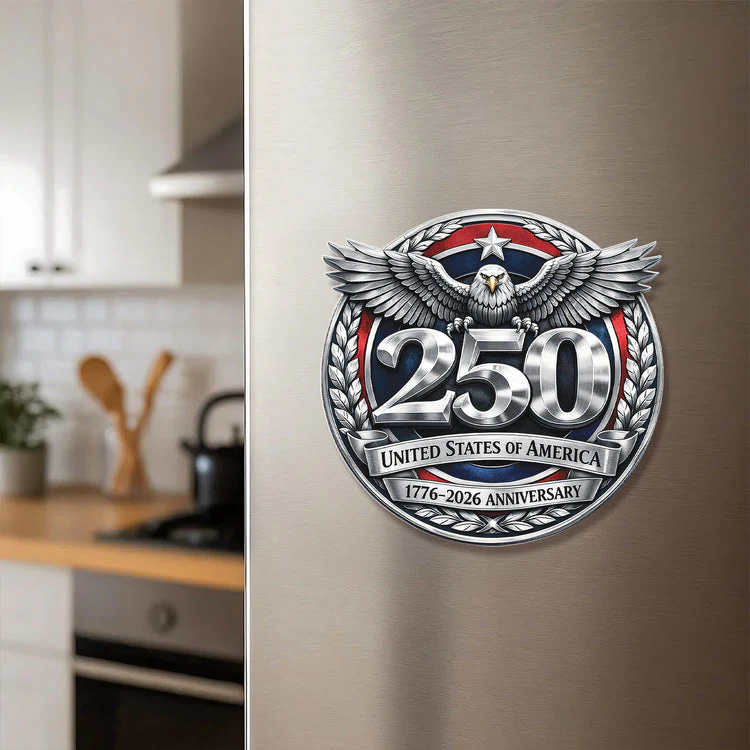 USA 250 Years Anniversary - Shape Acrylic Fridge Magnet - Patriotic Gift For Family | HN02