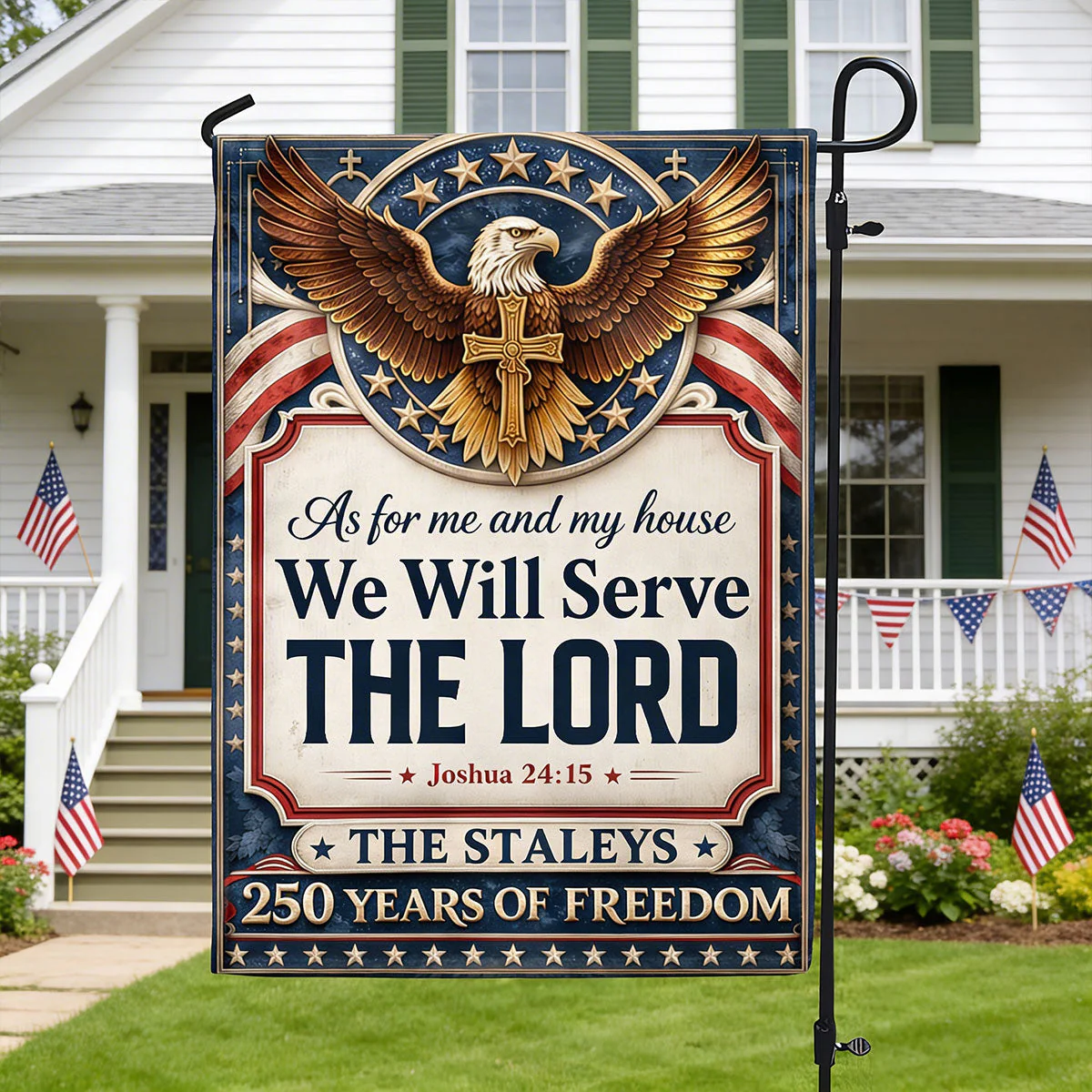 USA 250 Years We Will Serve The Lord - Personalized Flag - Gift For Patriots