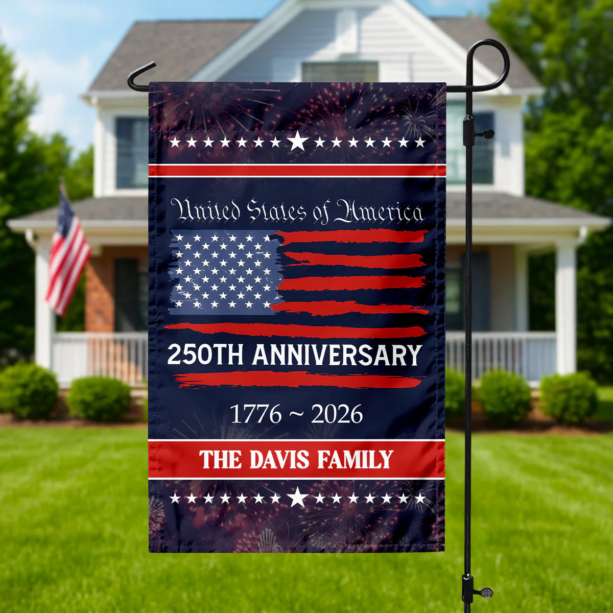 USA 250th Anniversary - Personalized Flag - Patriotic Gift For Family HN02