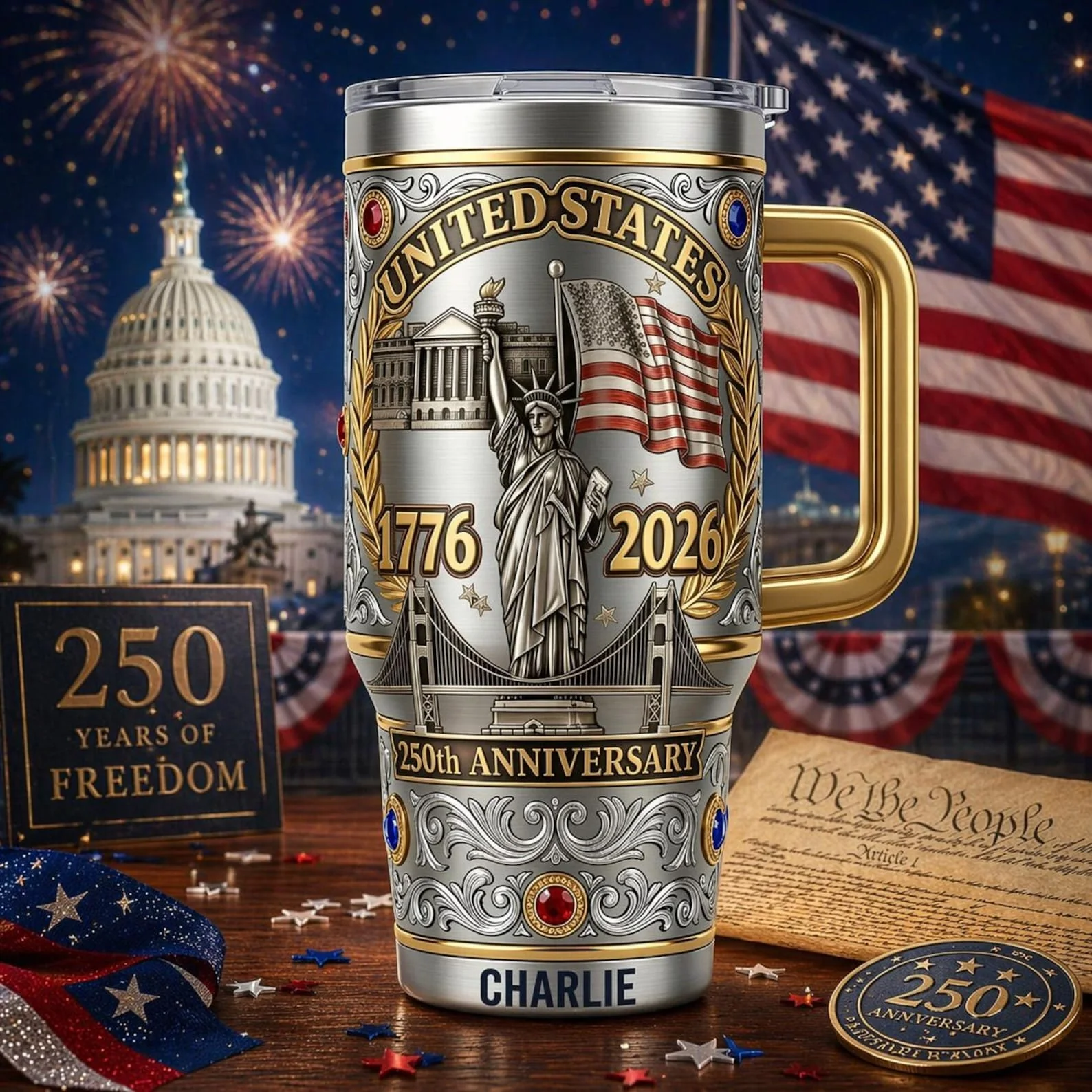 USA 250th Anniversary - Personalized Tumbler - Gift For Patriots - Image 3