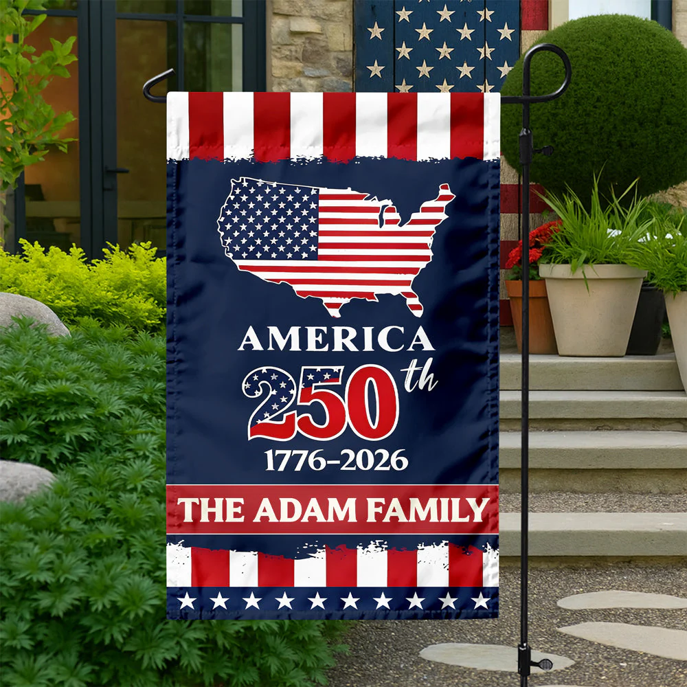 USA 250th Birthday Anniversary America - Personalized Flag - Patriotic Gift For Family HN02 - Image 4