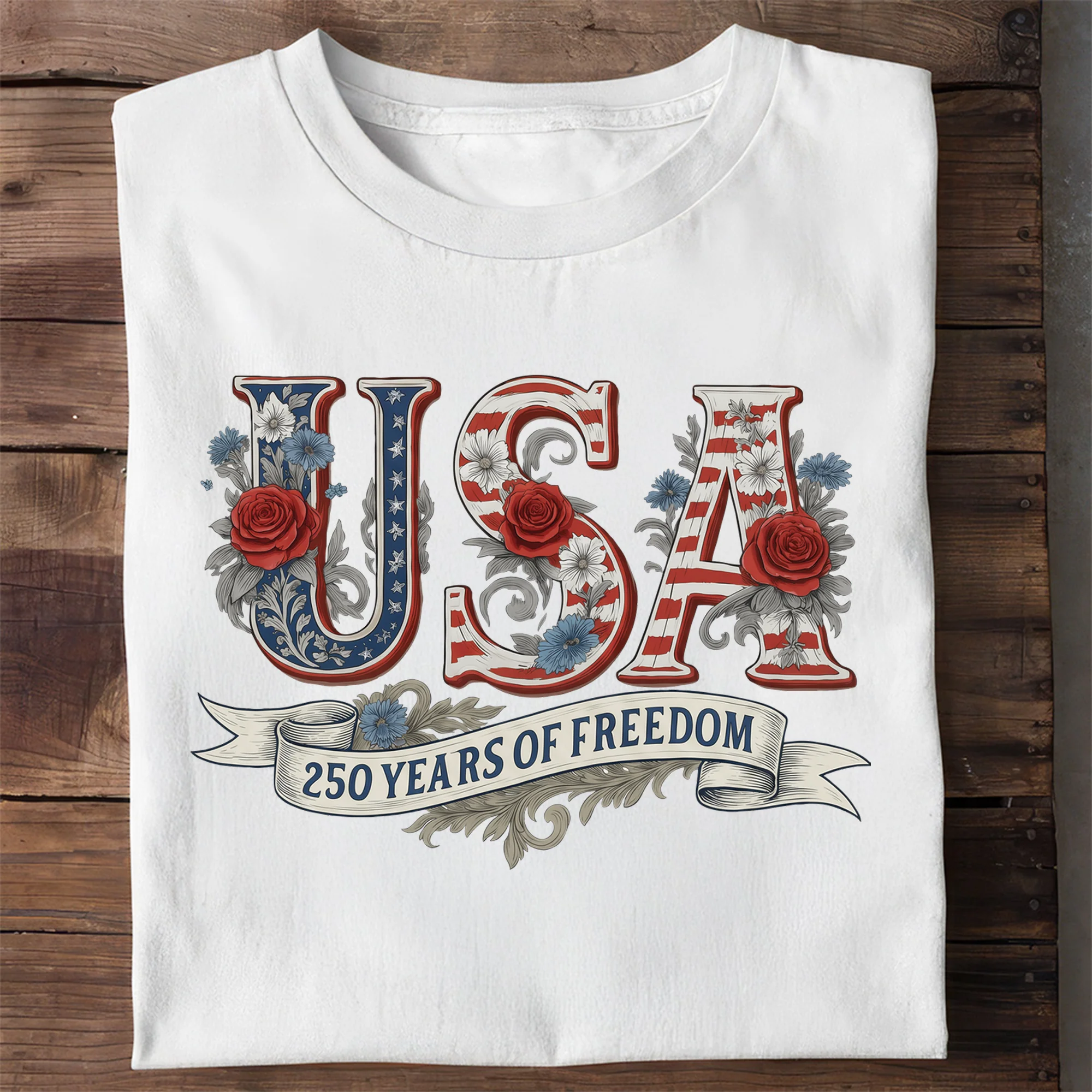 USA Floral 250 Years Of Freedom Vintage Shirt - Gift For Patriotic, Veteran HN02