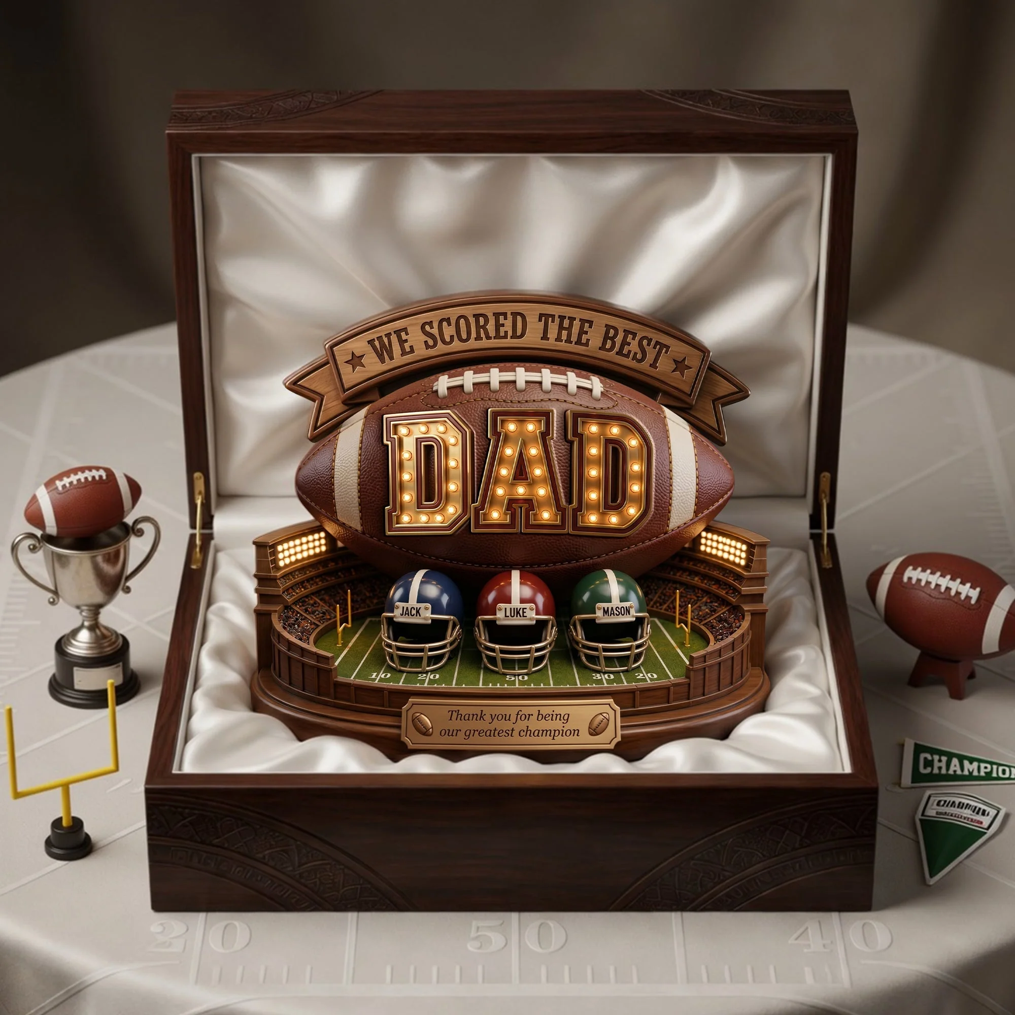 USA Football Best Dad - Personalized Shape Acrylic Plaque - Gift For Dad, Football Lovers - Image 3