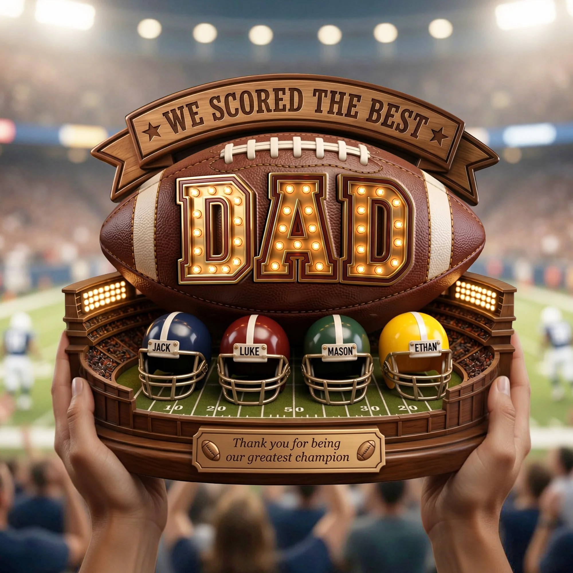 USA Football Best Dad - Personalized Shape Acrylic Plaque - Gift For Dad, Football Lovers - Image 4