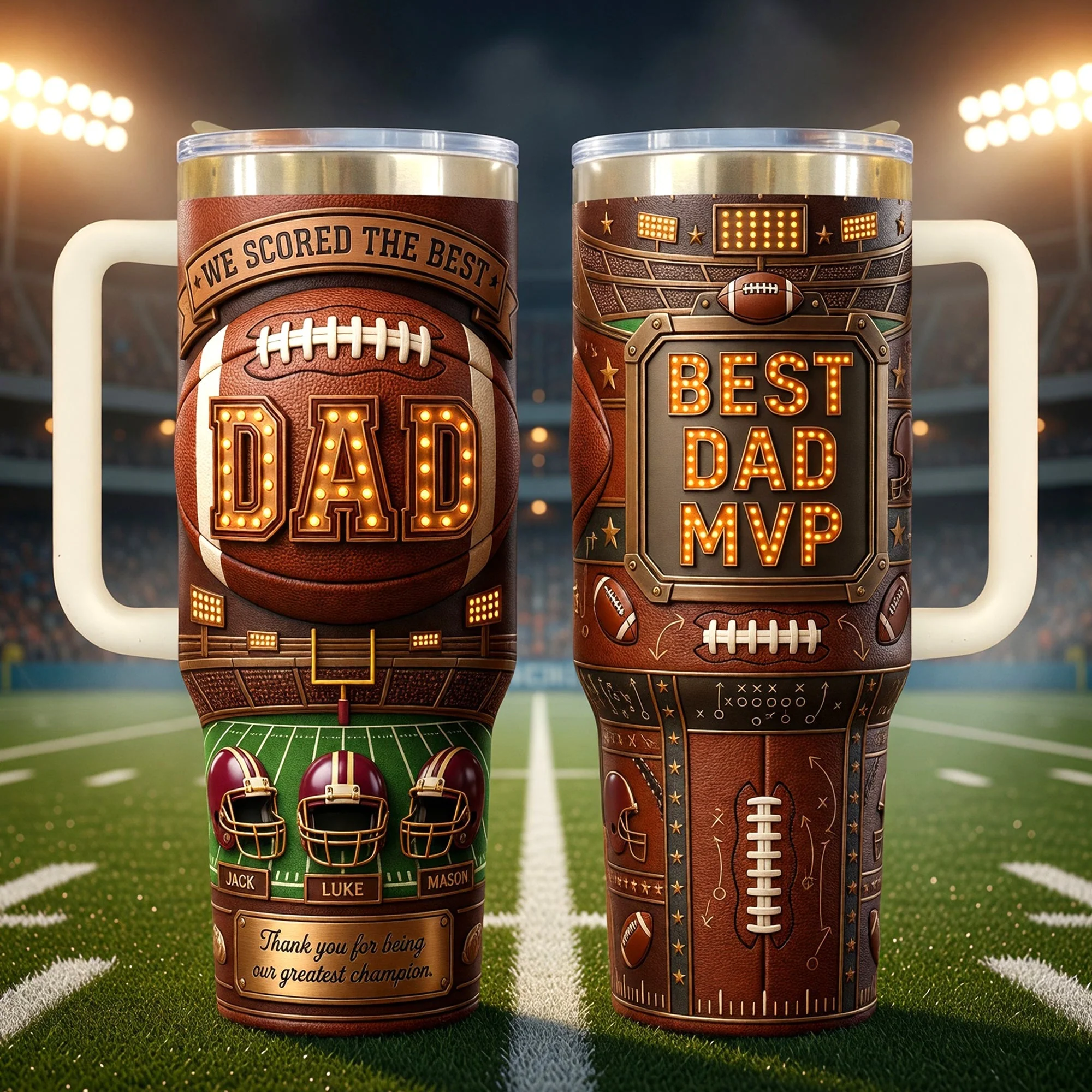 USA Football Best Dad - Personalized Tumbler - Gift For Dad, Football Lovers