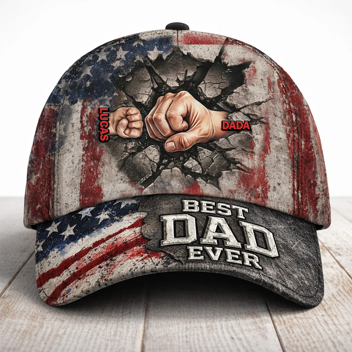 USA Patriotic Best Dad Ever - Personalized Classic Cap - Gift For Dad - Image 4