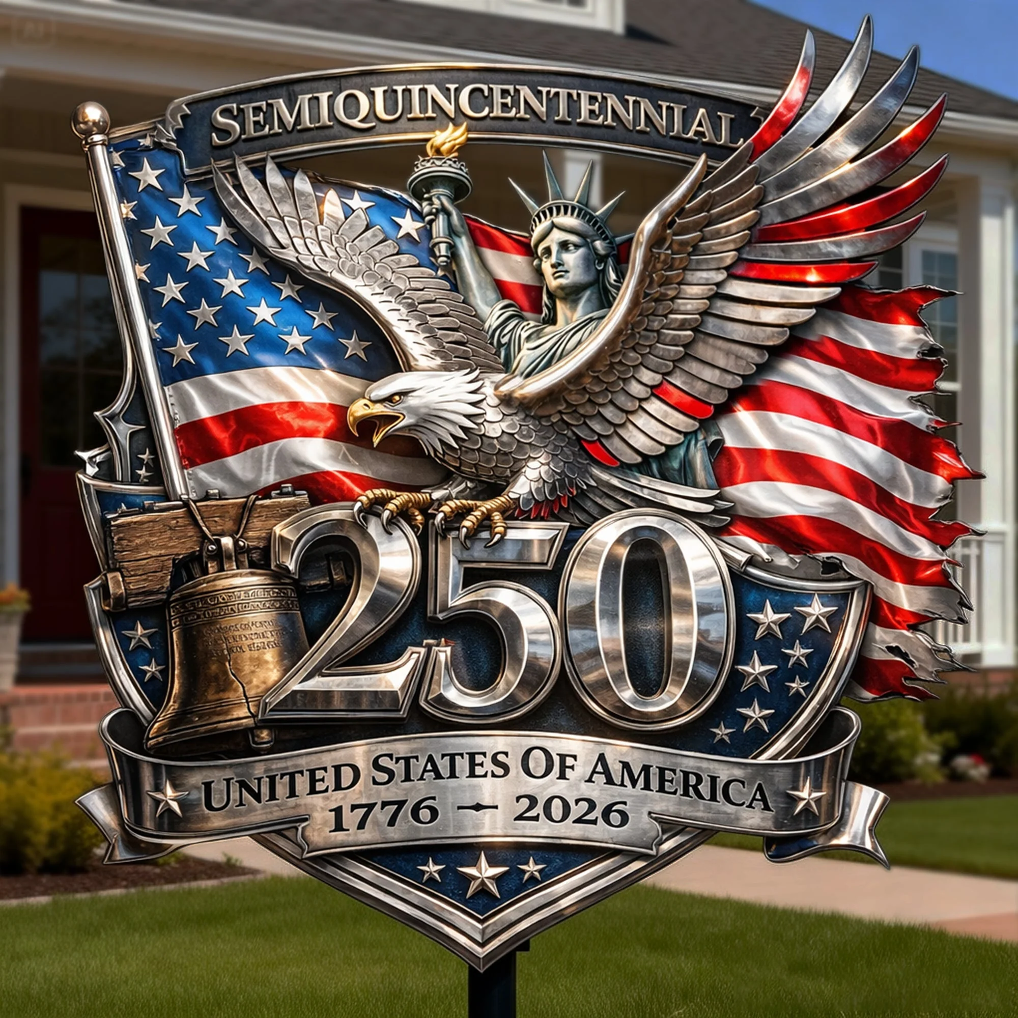 USA Semiquincentennial 250 Years Of America Anniversary - Personalized Metal Sign - Gift For Patriotic Family - Image 2