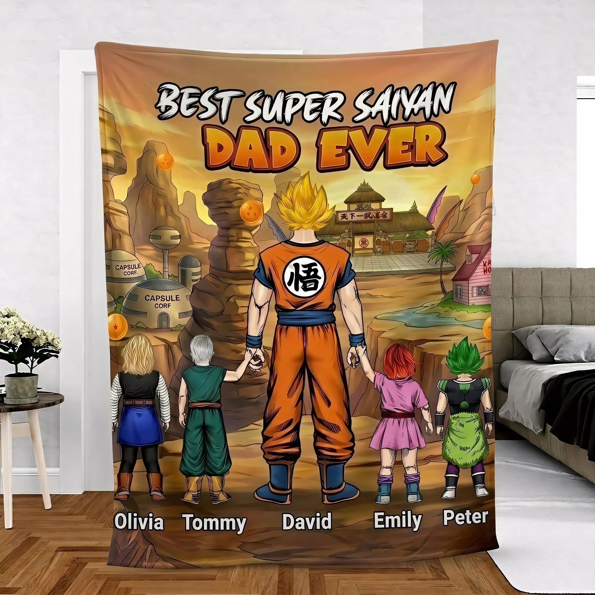DrBa Best Super Saiyan Dad Ever - Personalized Blanket - Gifts For Dad| CL03 VD01 - Image 2
