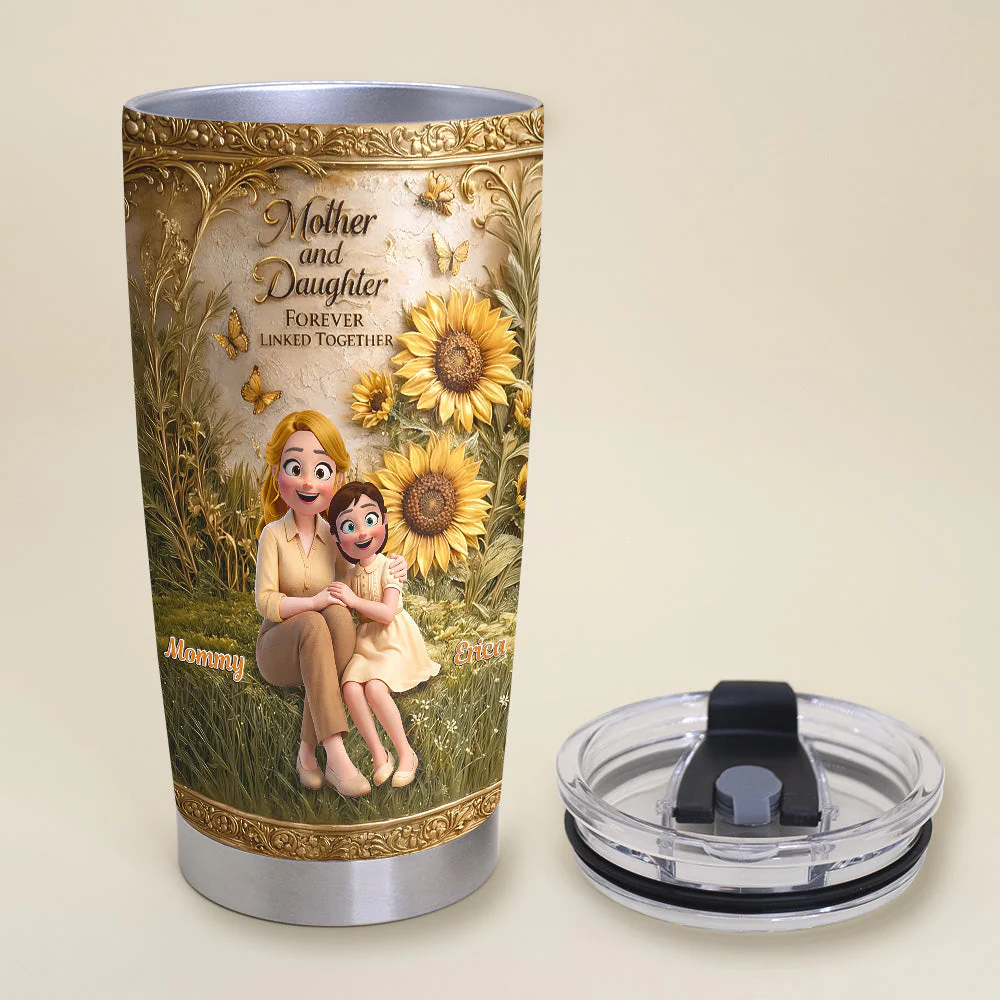 Mom & Daughter Forever Linked Together - Personalized Tumbler - Gift For Mom VD01 - Image 3