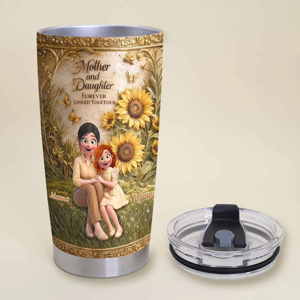 Mom & Daughter Forever Linked Together - Personalized Tumbler - Gift For Mom VD01 - Image 4