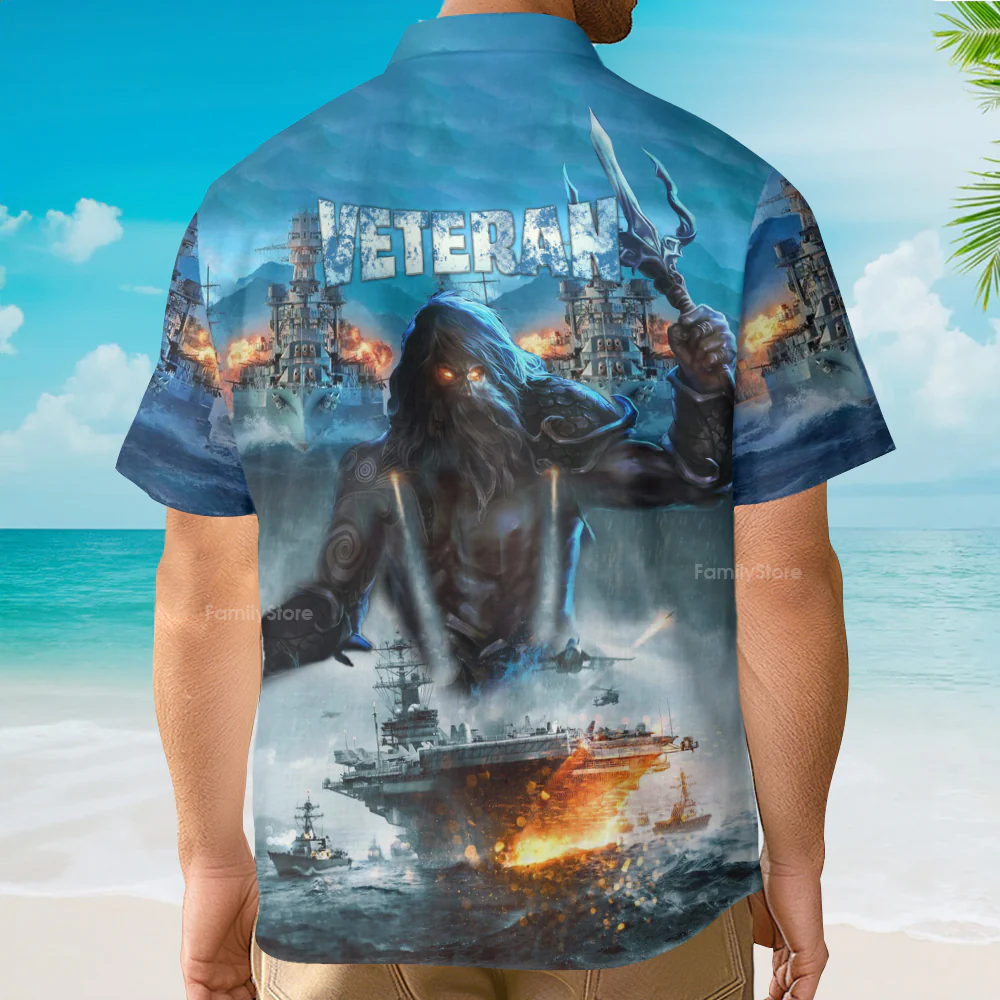 Veteran And Ocean With Fierce Cool - Hawaiian Shirt - Image 3