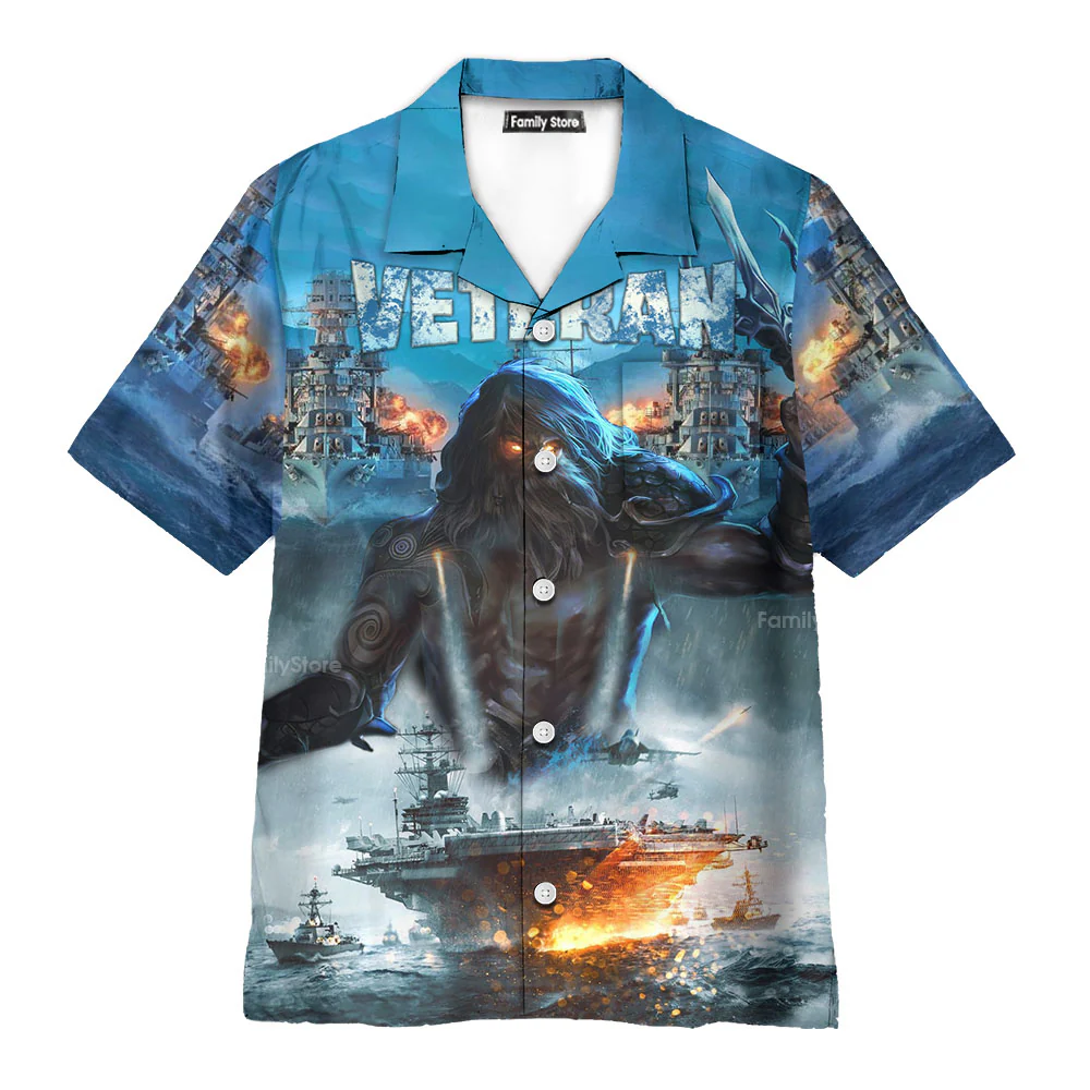 Veteran And Ocean With Fierce Cool - Hawaiian Shirt - Image 4
