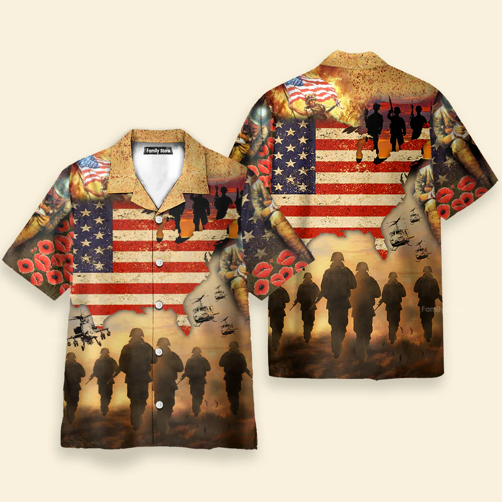 Veteran Blood Sweat And Tear America Flag - Hawaiian Shirt - Image 2