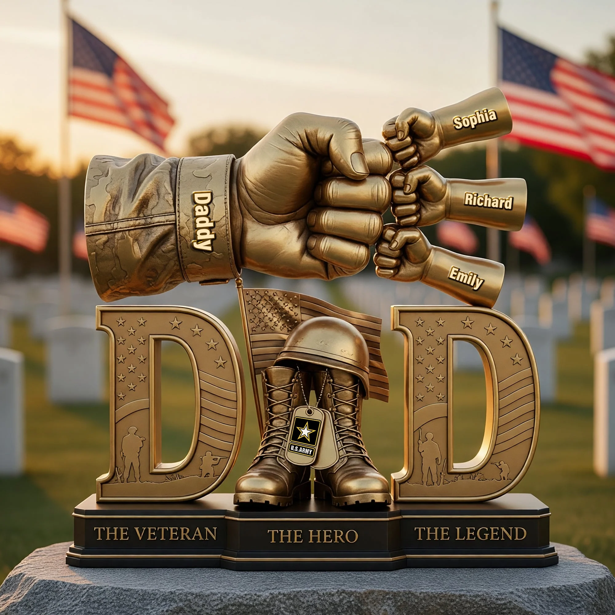 Veteran Dad's Guiding Hand - Personalized Shape Acrylic Plaque - Gift For Dad, Veterans - Image 2